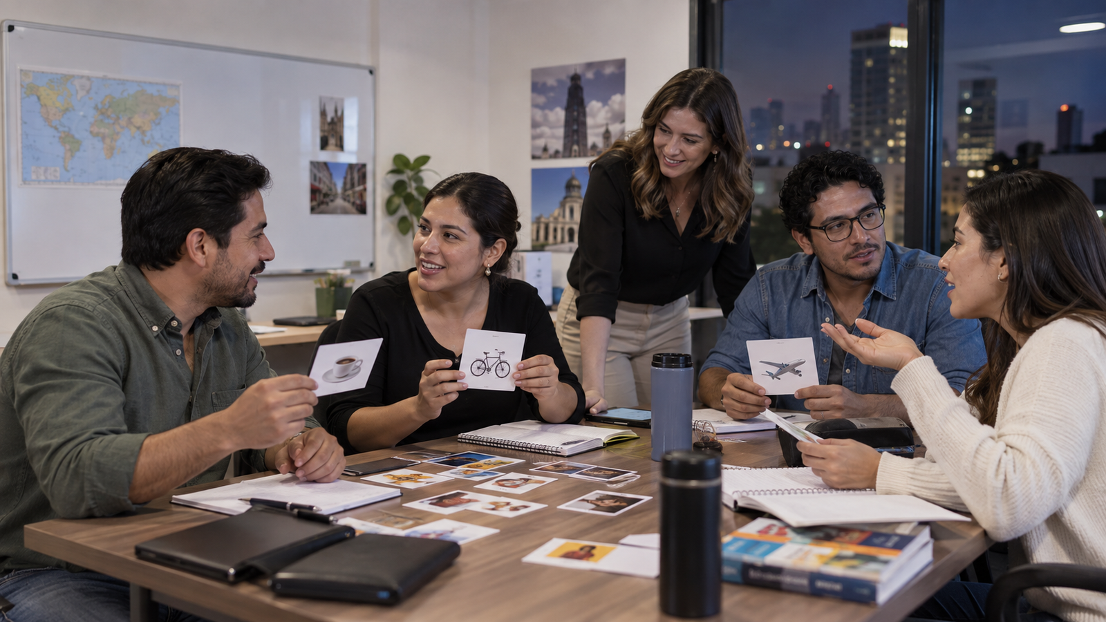 Adultos practicando ingles cotidiano en Connectivity Intensivo